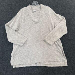 Pure Jill Top Women's Large Beige V Neck Long Sleeve Lightweight Pullover